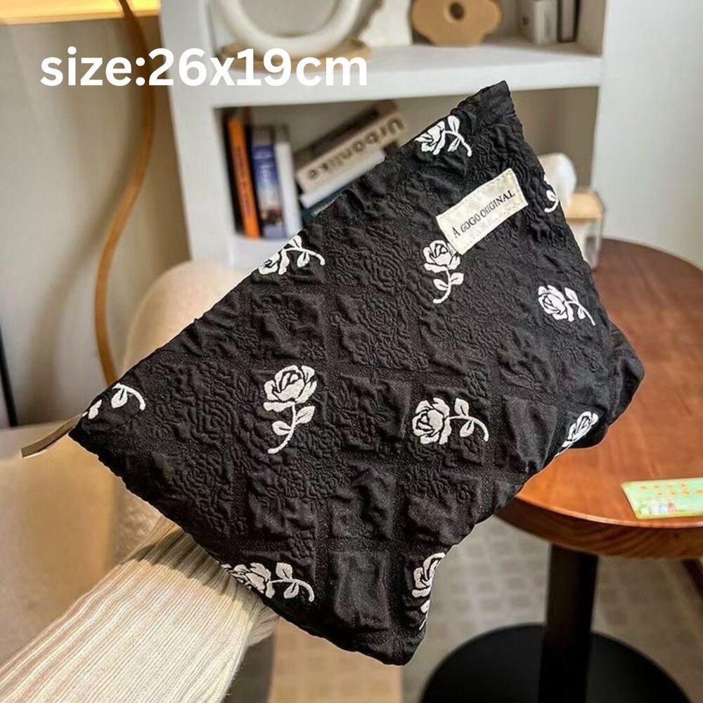 Black FlOWER Makeup bag